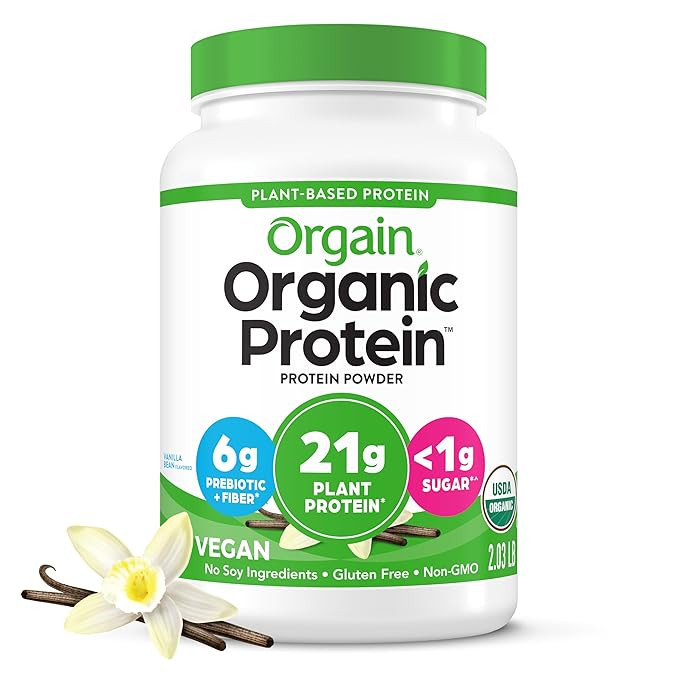 Orgain Organic Vegan Protein Powder, Vanilla Bean - 21g Plant Protein, 6g Prebiotic Fiber, No Lac... | Amazon (US)