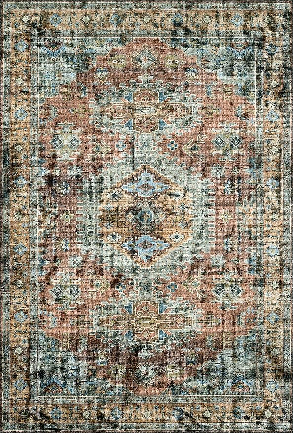 Loloi II Skye Collection SKY-07 Terracotta / Sky, Traditional 5'-0" x 7'-6" Area Rug | Amazon (US)