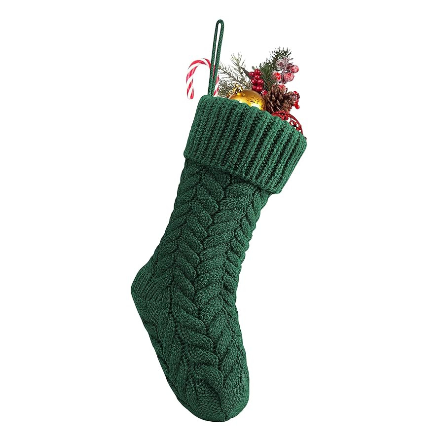 Fesciory 18 Inches Christmas Stockings Bulk, 1 Pack Large Size Cable Knitted Fireplace Hanging St... | Amazon (US)