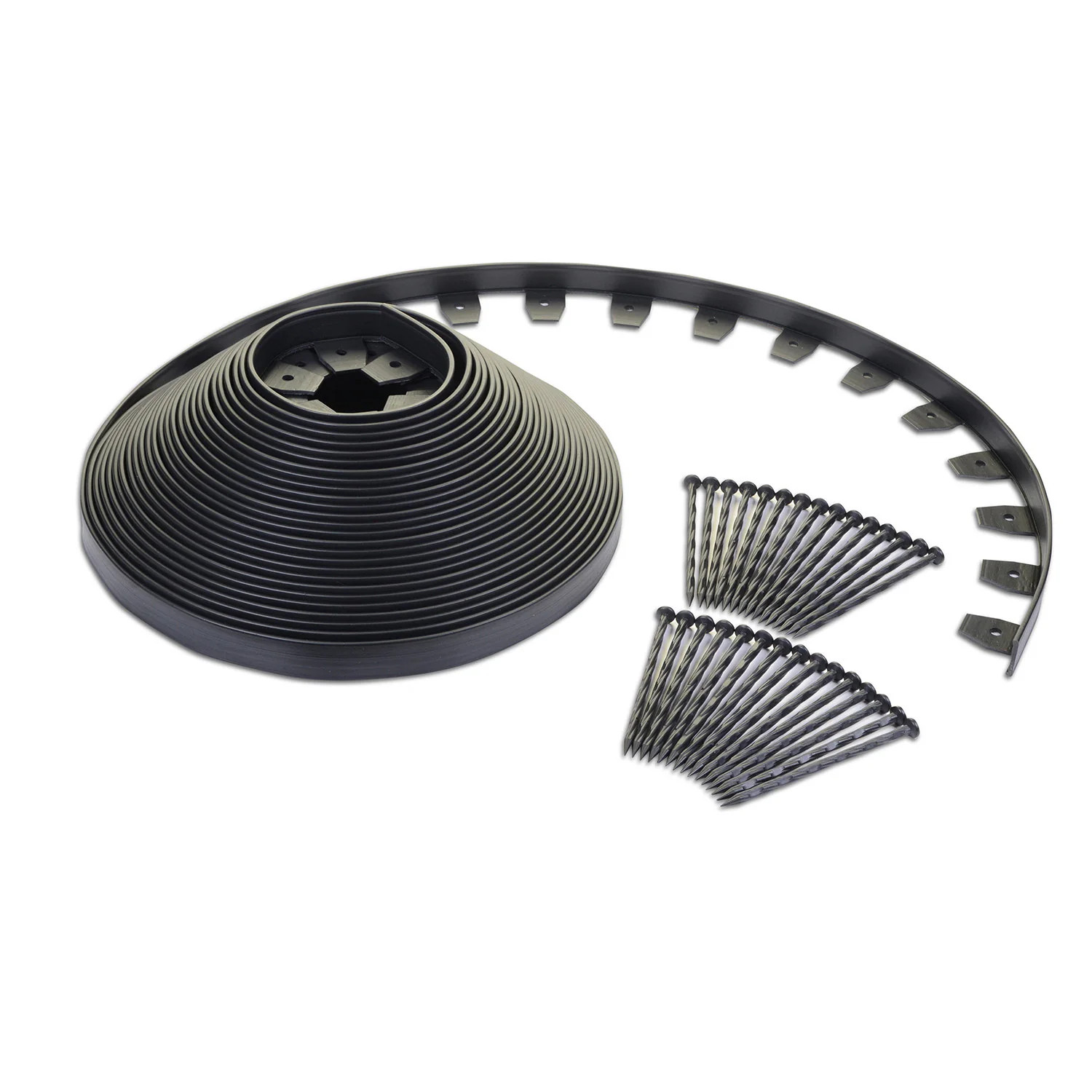 EasyFlex 100-ft x 1.63-in Heavy Duty No-Dig Black Plastic Landscape edging roll with stakes one_size | 3100-100C | Lowe's