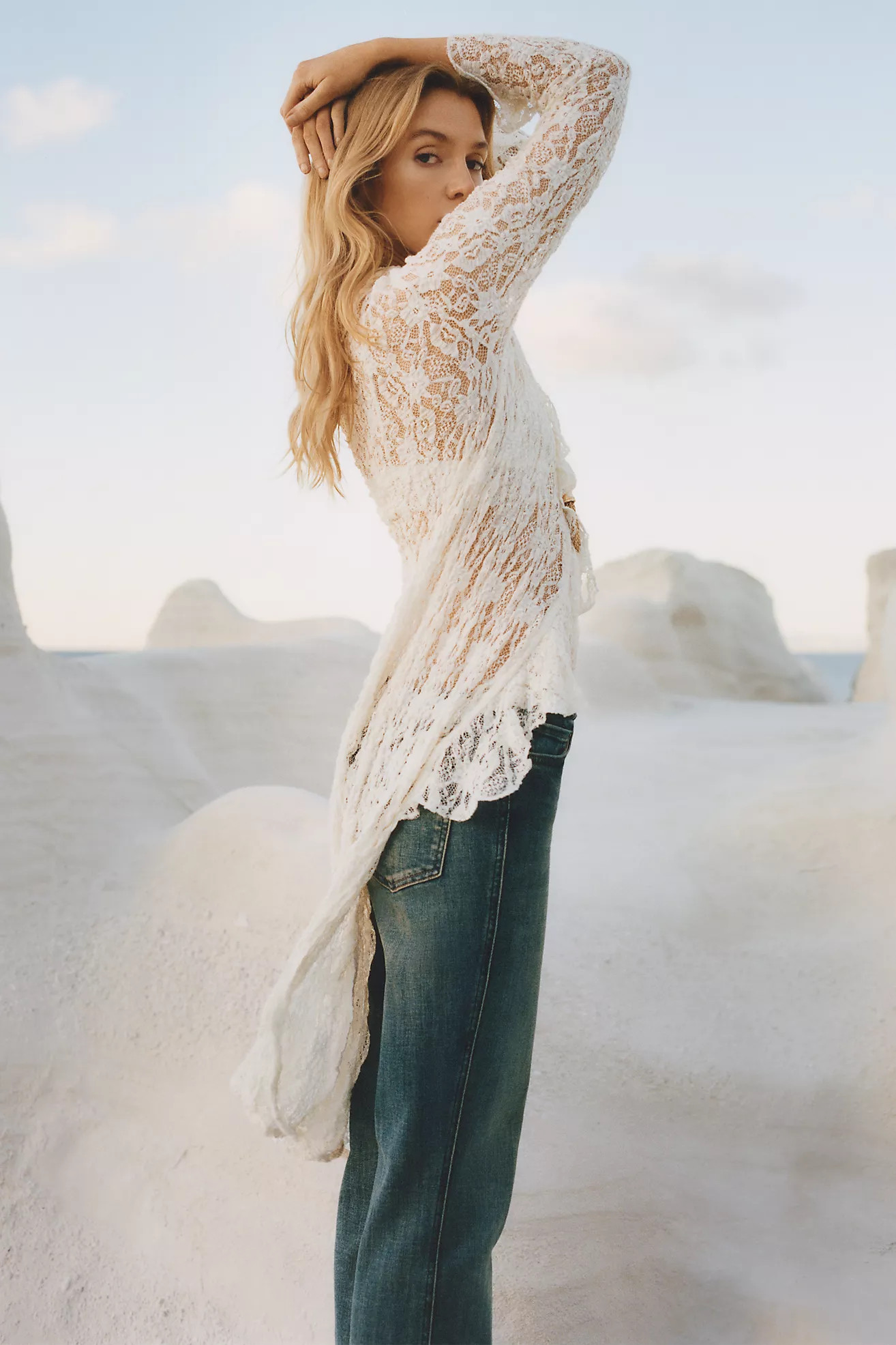 By Anthropologie Lace Long-Line Cardigan | Anthropologie (US)