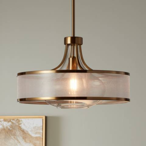 Possini Euro Layne 19" Wide Warm Antique Gold Pendant Light | Lamps Plus