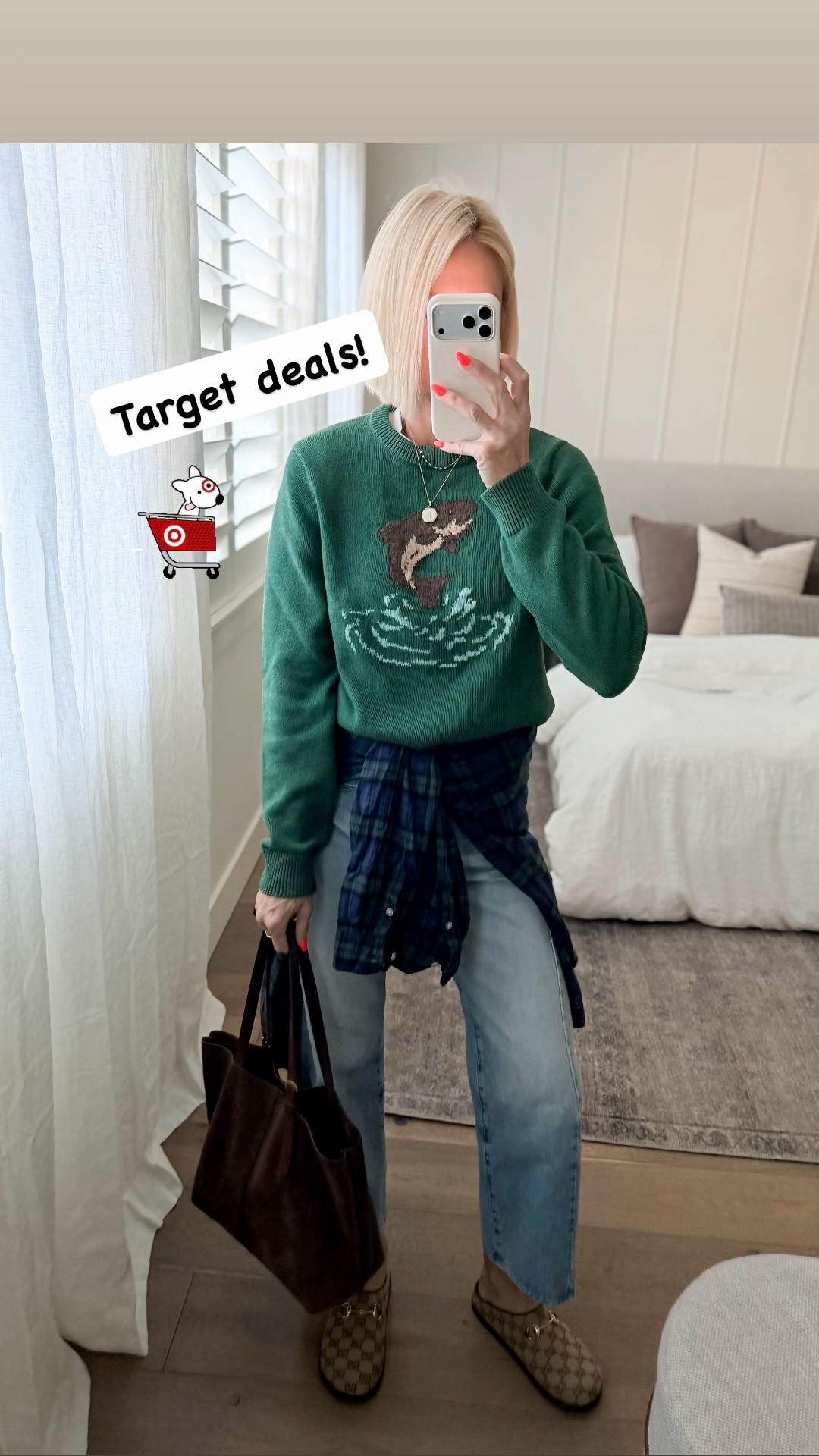 @Target deals are here!! love this combo of the flannel and sweater— I sized up to an XL in the flannel and the sweater is men’s so I’m wearing a small.