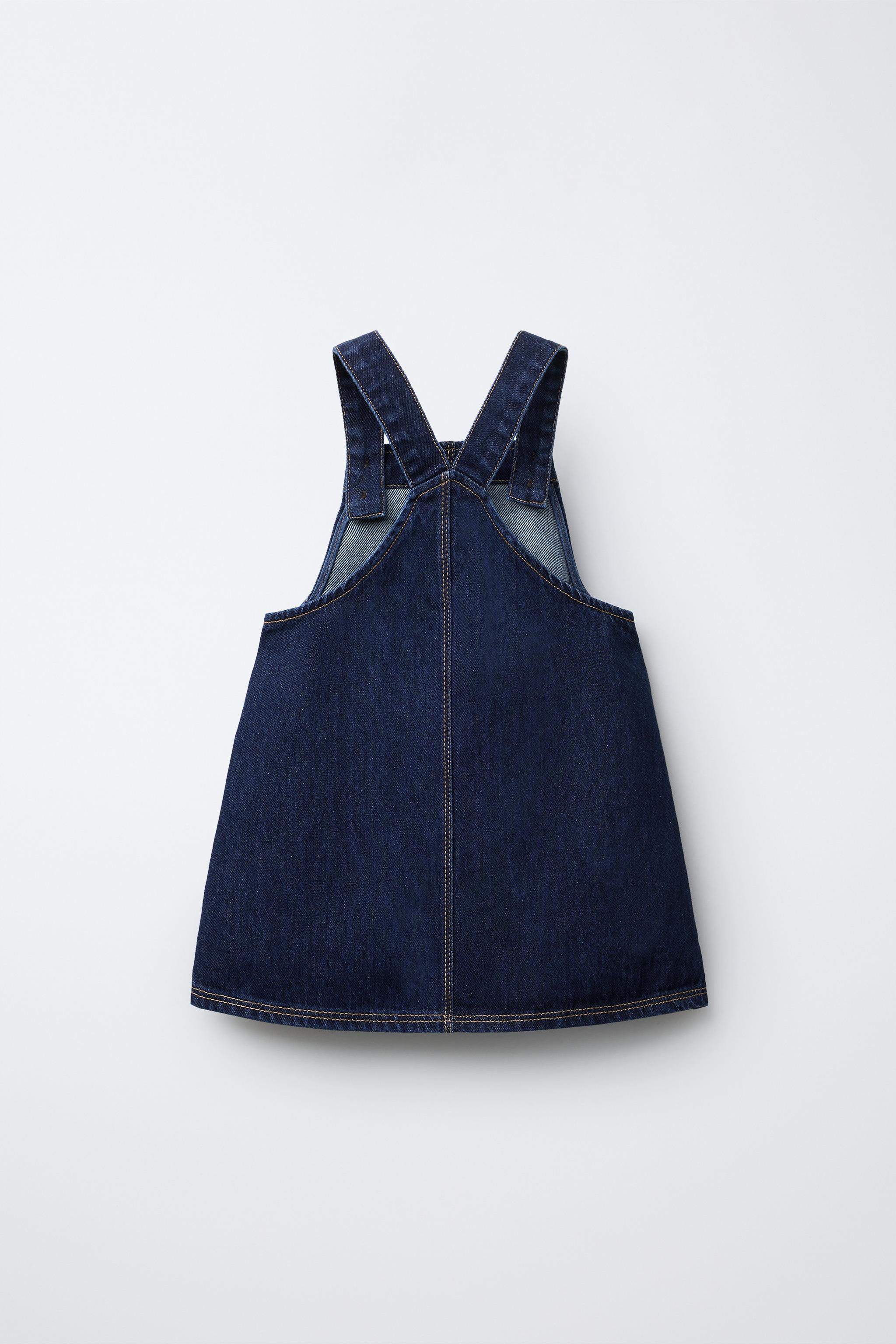 CONTRASTING SCALLOP DENIM PINAFORE DRESS | Zara US