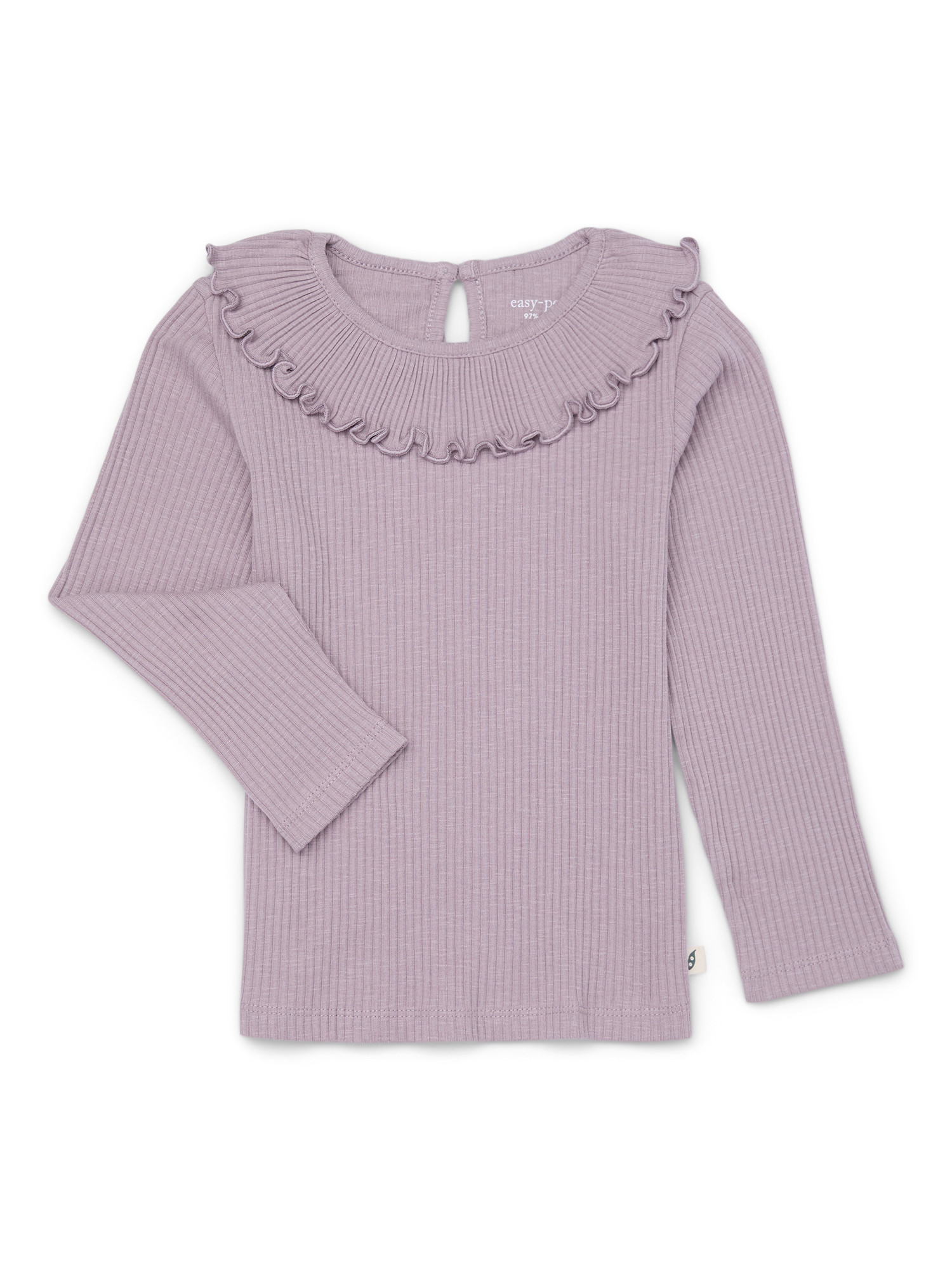 easy-peasy Toddler Girl Long Sleeve Rib Ruffle T-Shirt, Sizes 18M-5T - Walmart.com | Walmart (US)