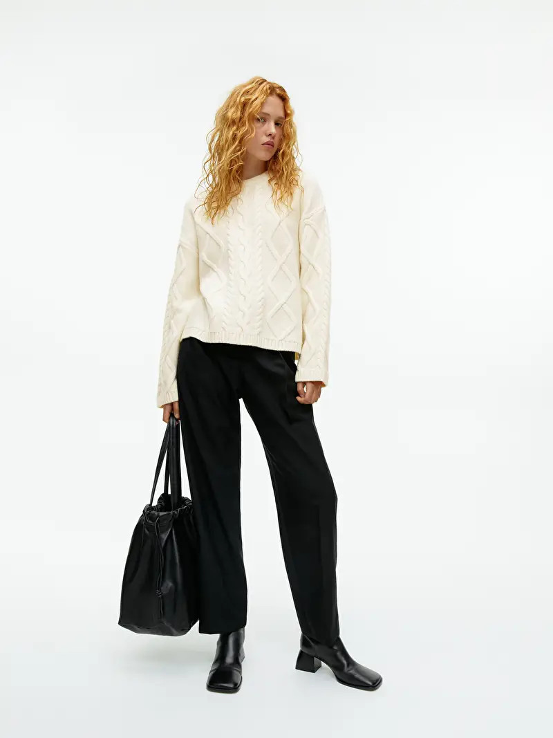 Cable-Knit Wool Jumper - Off White - ARKET GB | ARKET (US&UK)