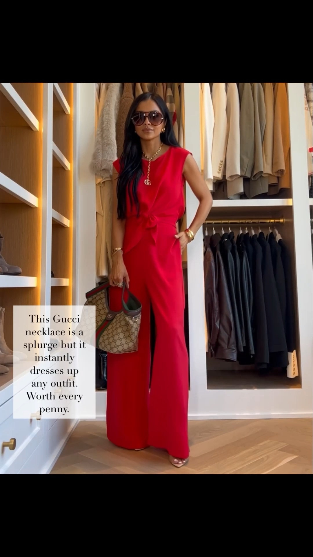 These Amazon finds will give you rich 
Amazon red matching set - so chic for everyday or a beach vacation. Paired the set with a gucci marmont necklace And Gucci giglio bag

#LTKTravel #LTKootd #LTKOver40