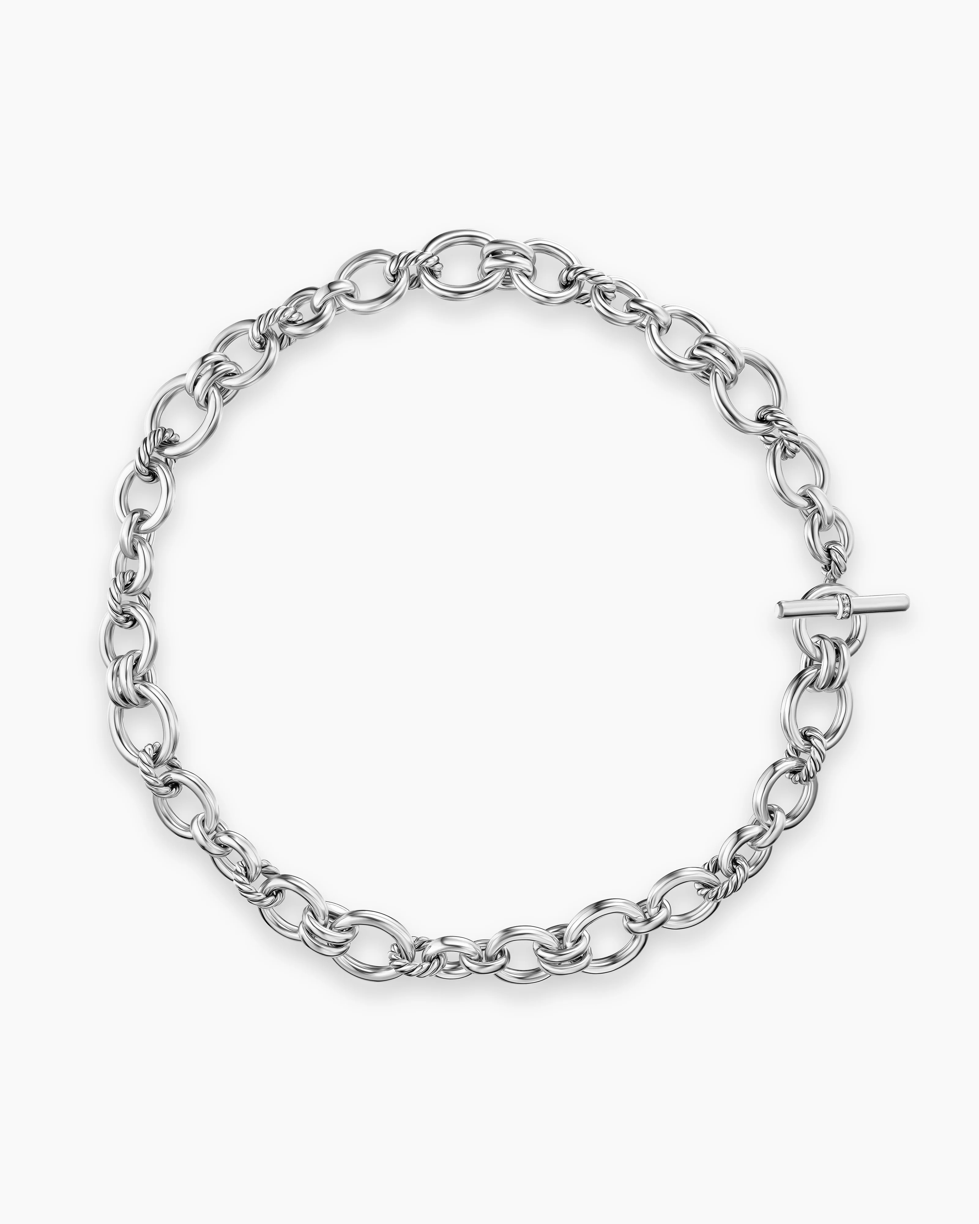 David Yurman | DY Mercer® Chain Necklace in Sterling Silver with Diamonds, 8mm | David Yurman