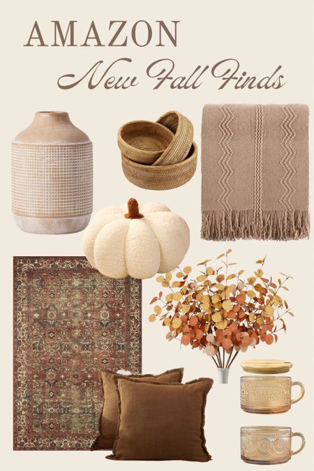 Beautiful new fall home decor finds! New throws, ceramic vase, plush pumpkin, knit pumpkin, fall florals and stems, vintage glassware, loloi rugs and rattan bowls.  #ad #ads #fall #fallhome 

#LTKhome #LTKSeasonal #LTKstyletip