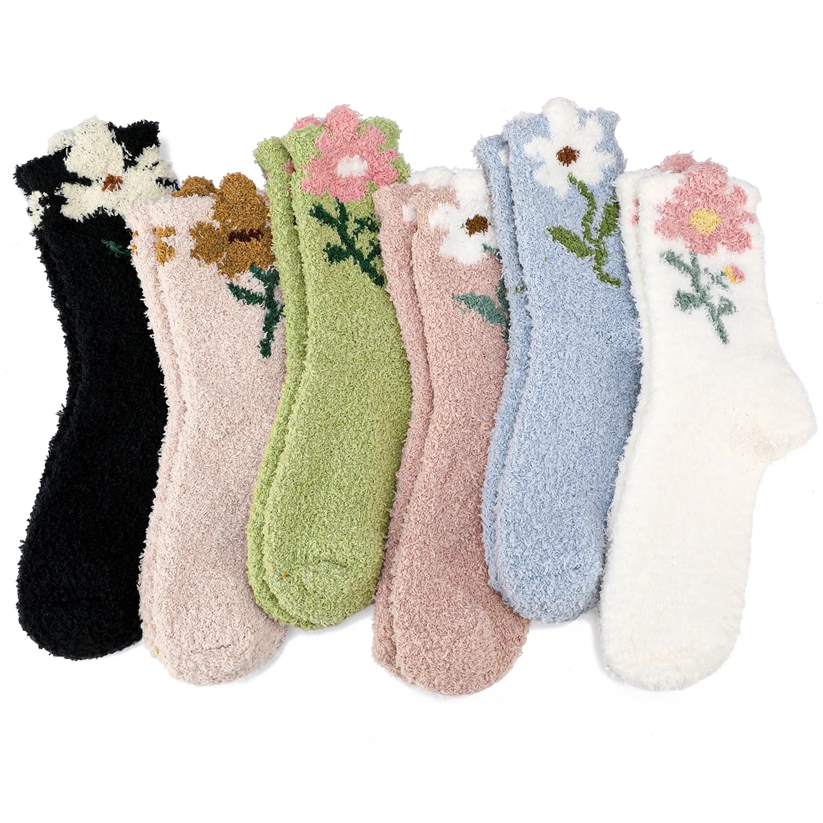 Bocaoying 6Pairs Womens Fuzzy Socks, Winter Printed Warm Socks, Soft Cozy Fluffy Slipper Socks, W... | Walmart (US)