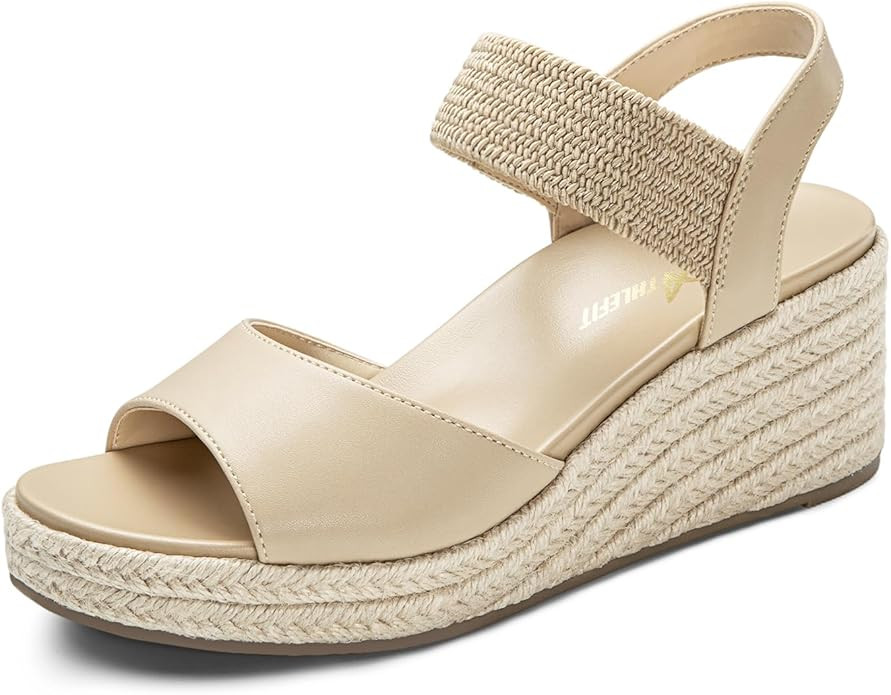 Athlefit Women's Espadrille Platform Wedge Sandals Comfortable Casual Elastic Strap Open Toe Sand... | Amazon (US)