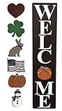 INTERCHANGEABLE WELCOME SIGN for Fall Front Porch Magnetic + 6 SEASON CHANGER PIECES *Heart Bunny Fl | Amazon (US)