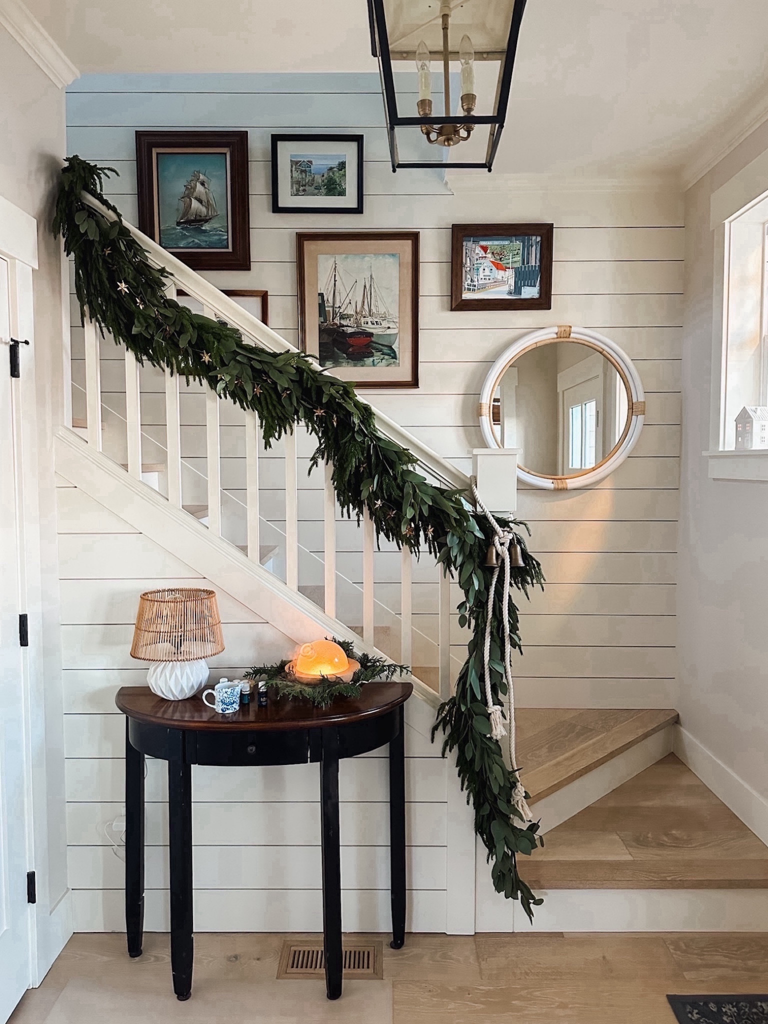 Our front entry is on the small side so I made it feel cozy and welcoming with fresh wintry scents in the air, a mix of pretty greenery with gold stars and finished with a nautical rope. I love that it doesn’t take much to decorate a smaller space! I linked my exact garlands (one Amazon one afloral) and also a SIMILAR afloral one below as the one I have is out of stock. 

#LTKSeasonal #LTKHoliday #LTKhome