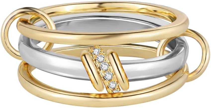 Gold Stackable Rings for Women Non Tarnish, 18k Gold Plated 3 Rings Set for Women, Jewelry Gift R... | Amazon (US)