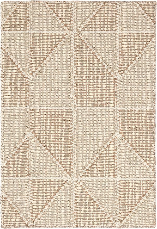 Dash and Albert Ojai Wheat Hand Loom Knotted Cotton Rug, 2 X 3 Feet, Neutral/Grey Geometric Patte... | Amazon (US)