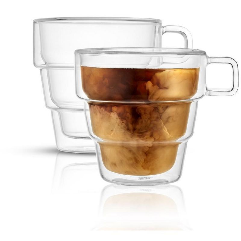 JoyJolt Pila Double Wall Insulated Coffee Mugs - Set of 2 Stackable Glass Tea Cups - 16 oz | Target