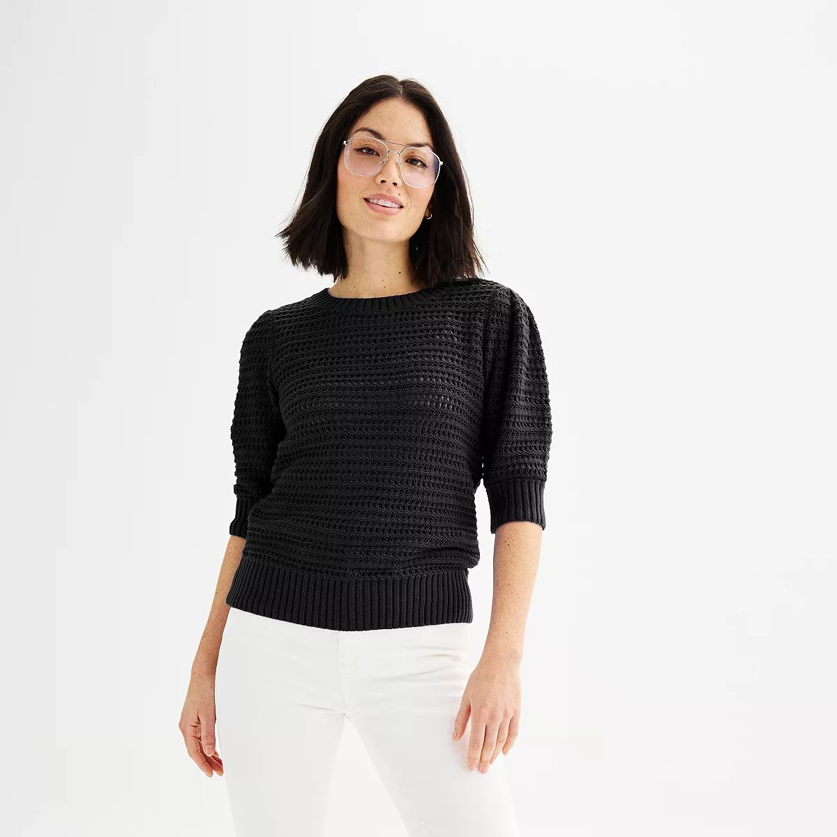Women's Sonoma Goods For Life® Short Sleeve Crochet Sweater | Kohl's