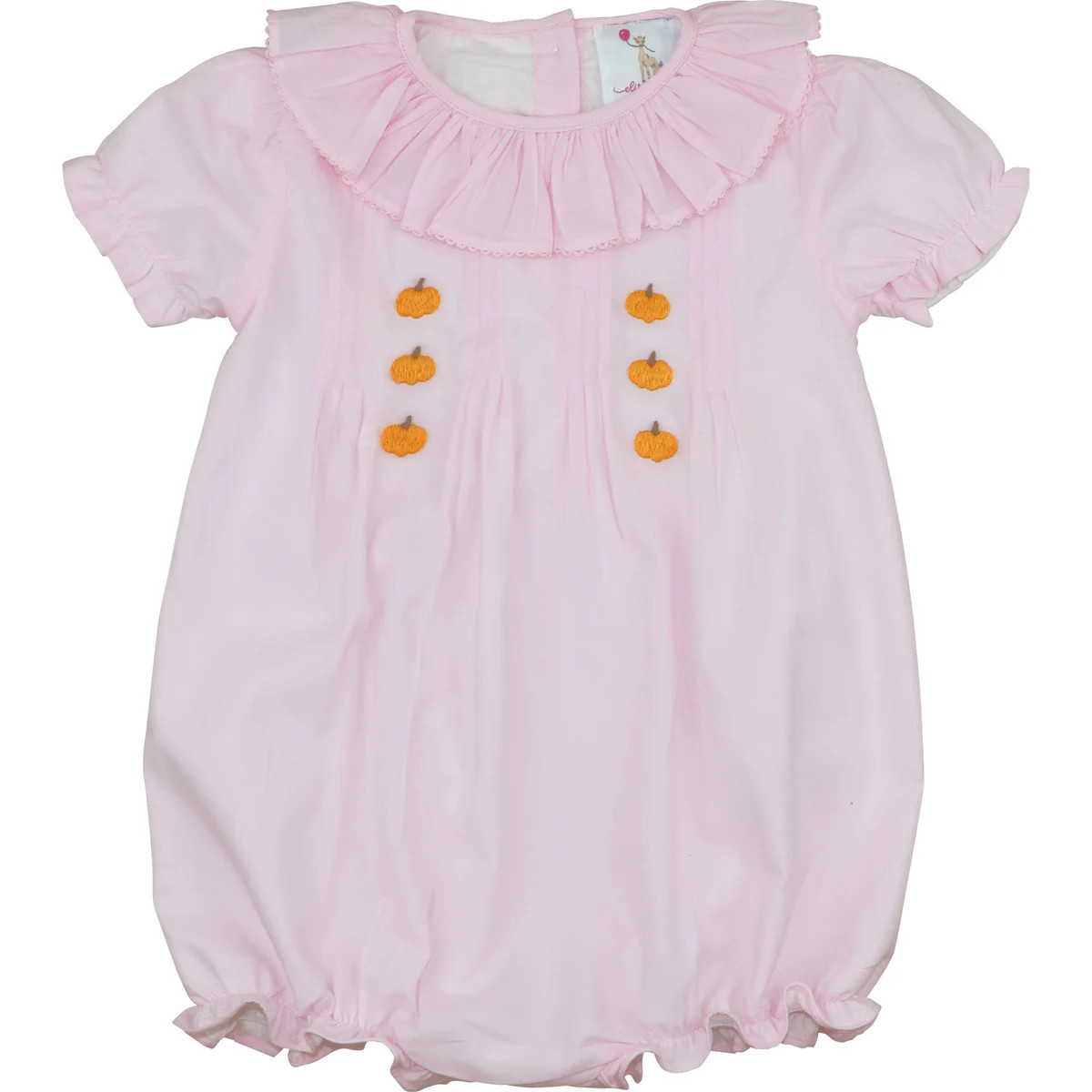 Pink Embroidered Pumpkin Bubble | Eliza James Kids