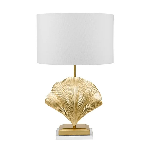 Cresswell Lighting 26" Coastal Antique Brass Scallop Seashell Table Lamp with Gold Foil | Walmart (US)