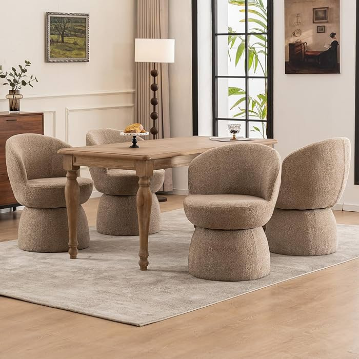 Kidol & Shellder Swivel Dining Chair 4 PCS Modern Comfy Upholstered Single Sofa Armless Barrel Si... | Amazon (US)