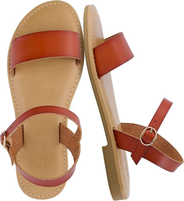 CUSHIONAIRE Clara Casual Flat Girls Sandals, Adjustable Buckle Ankle Strap with Lightweight Cushi... | Amazon (US)