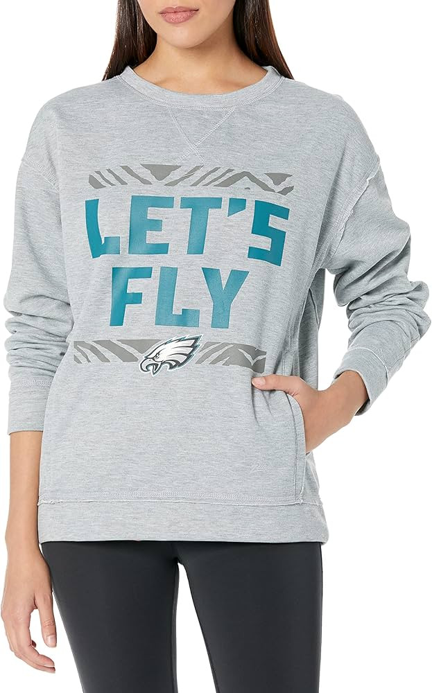 Zubaz NFL Womens Heather Grey Pocketed Crewneck Tee | Amazon (US)