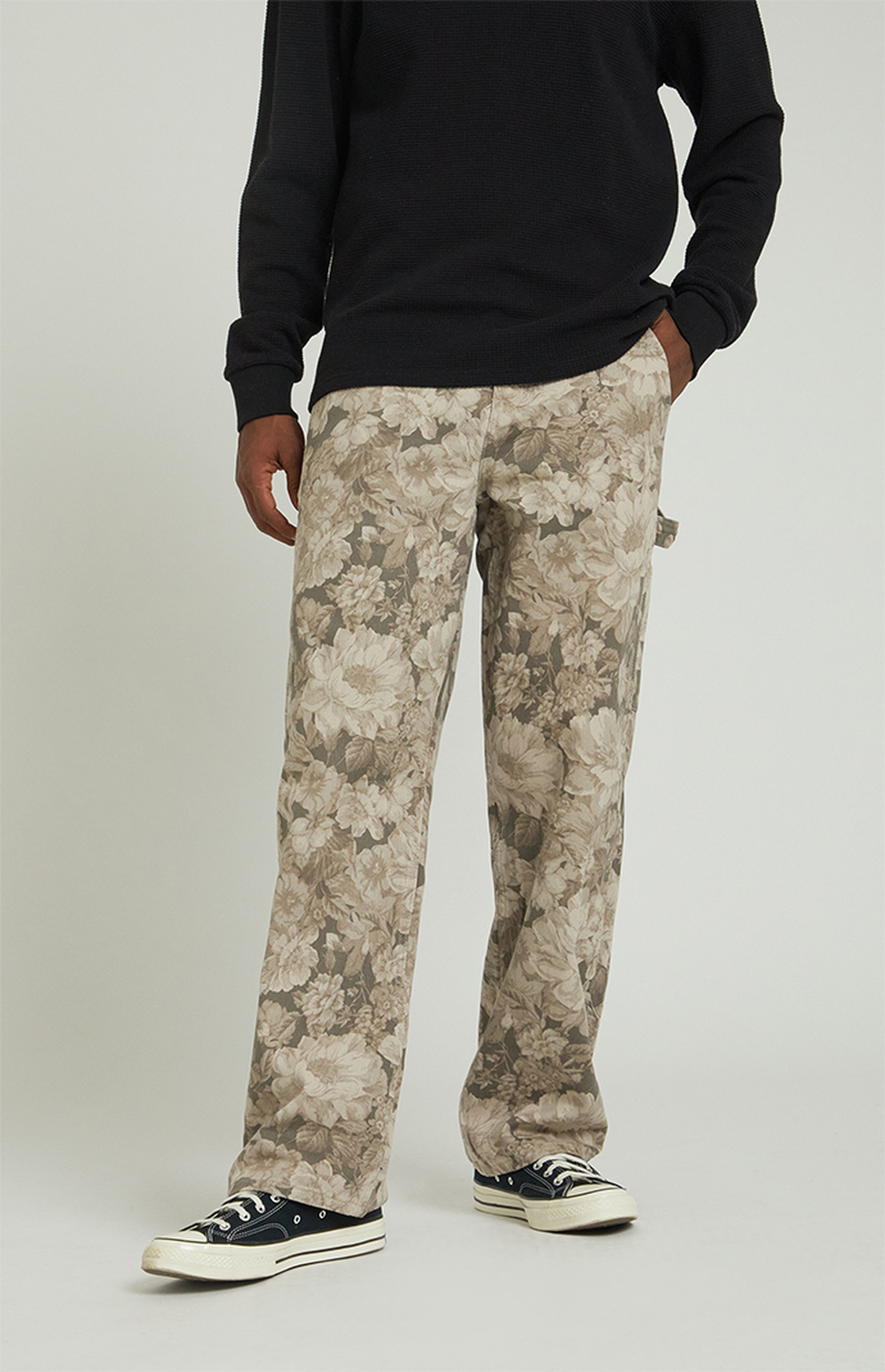 PacSun Brown Floral Baggy Carpenter Jeans | PacSun