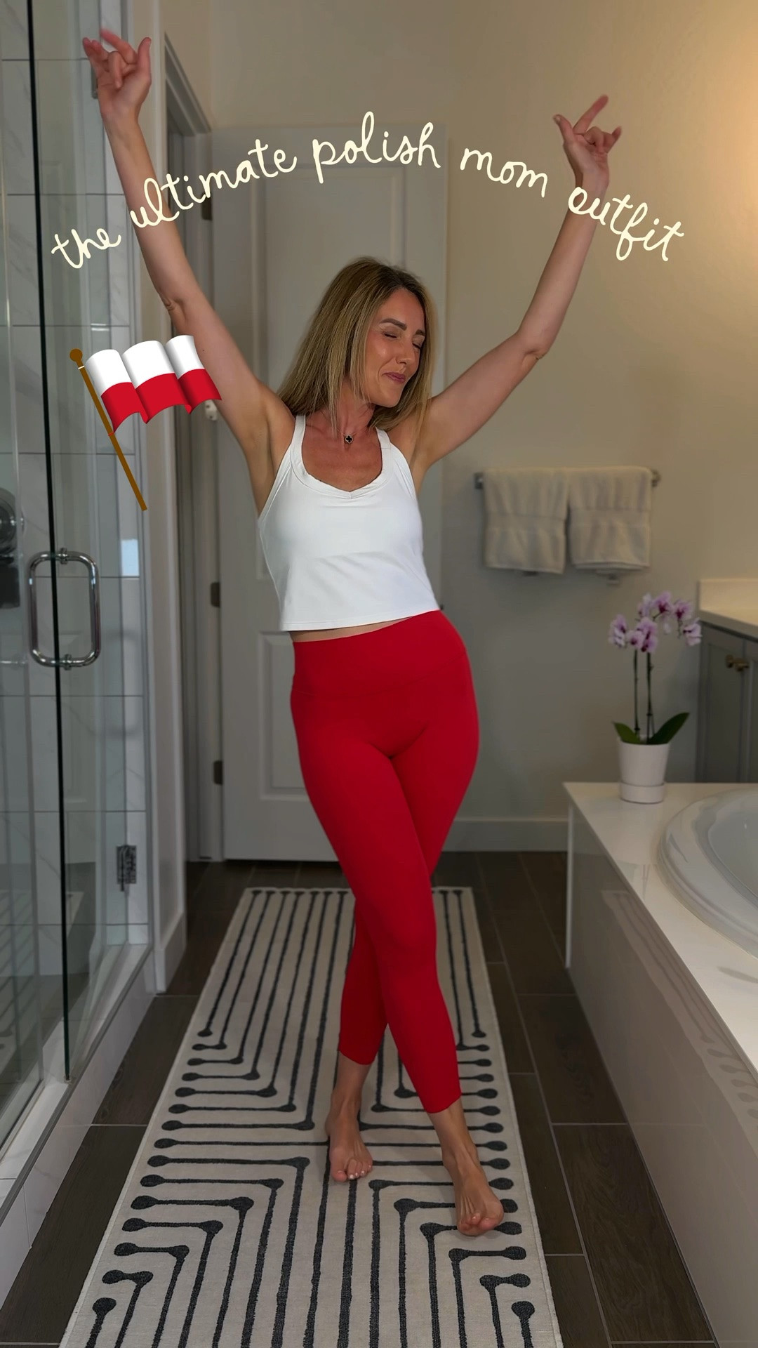 I'm on outfit nr 5 from @unissu.official and every single one gets better!

This time I went with red leggings because sometimes I just want to be cozy, paired it with my go to white racerback bra for the ultimate mom comfort! Yes I accidentally dressed like a Polish flag. 🇵🇱 

#workoutset #gymset #activewear #gymlook #sportsbra

Mama w USA | Polish mom | Polska mama |