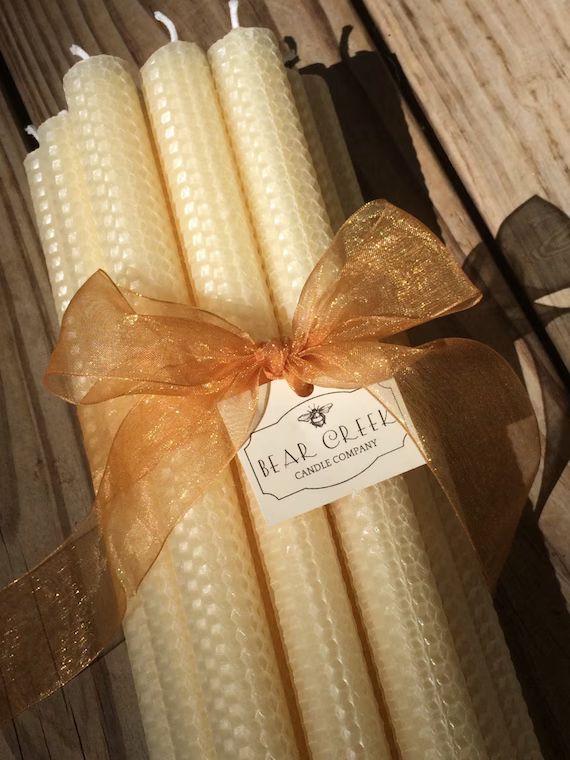 One Dozen 12" Tall Pure Beeswax Honeycomb Taper Candles | Etsy (US)