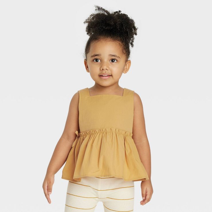 Grayson Collective Toddler Girls' Poplin Peplum Tank Top - Mustard Yellow | Target