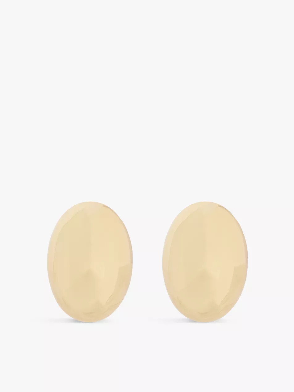 Large Oval 14ct yellow gold-plated brass earrings | Selfridges