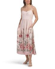 Linen Blend Floral Border Print Maxi Dress | TJ Maxx