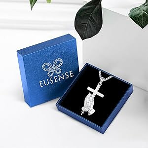 Eusense St Michael Necklace for Men Women Gold Sterling Silver 925 Saint Christopher Pendant Virg... | Amazon (US)