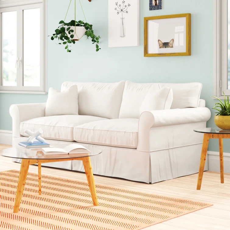 Amari 84'' Rolled Arm Slipcovered Sofa Bed with Reversible Cushions | Wayfair North America