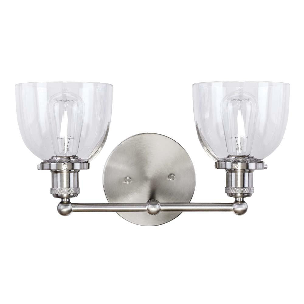 Evelyn 2-Light Brushed Nickel Vanity Light | The Home Depot