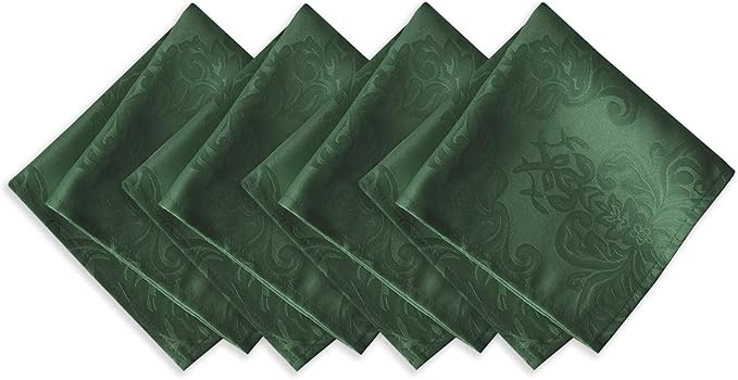 Newbridge Barcelona Luxury Damask Fabric Napkin Set, 100% Polyester, No Iron, Soil Resistant Part... | Amazon (US)