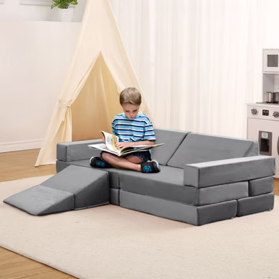 Nasitip 12PACK Toddler Climbing Toys Indoor, Modular Kids Play Couch with Square Ball Pit & Climbing Slope, Cushion Play Set,Gray | Target
