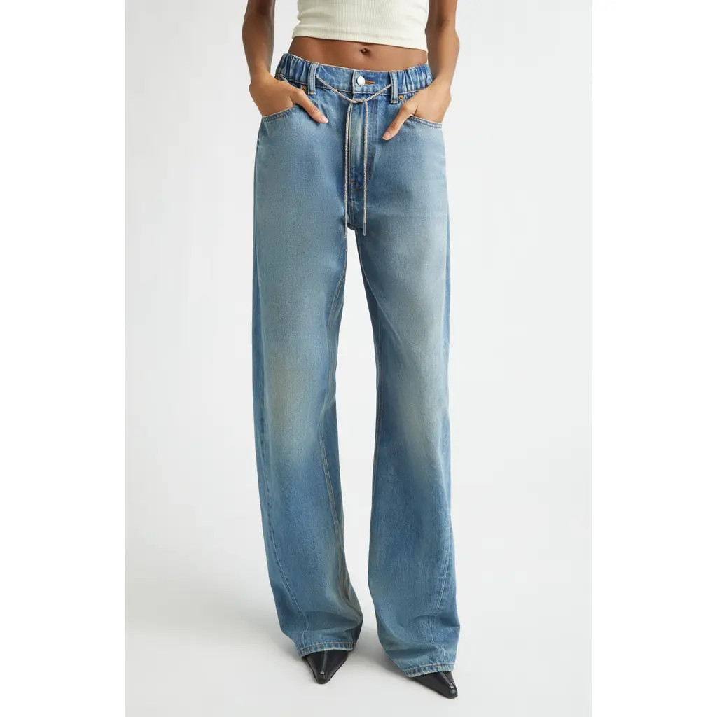 Denim x Alexander Wang Balloon Leg Jeans in Tinted Medium Indigo at Nordstrom, Size 27 | Nordstrom
