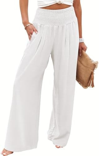ANRABESS Women Palazzo Pants Summer Flowy Wide Leg High Waist Lounge Trousers with Pockets 2026 C... | Amazon (US)