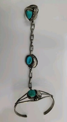 Vtg Sterling Silver Turquoise Stone Slave Bracelet Ring Sz 5   | eBay | eBay US