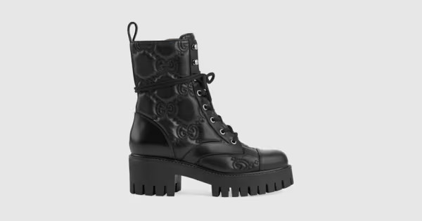 Gucci Women's GG Matelassé lace-up boot | Gucci (US)