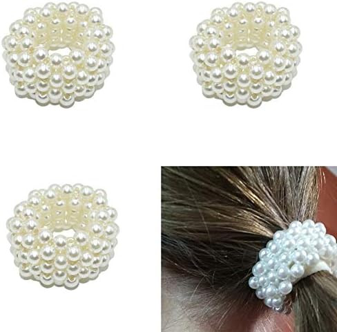 FAFAHOUSE 3 Pcs Pearl Hair Bands for Women Girls, Pearl Bead Elastic Band Pearl Hair Elastic Pearl H | Amazon (US)