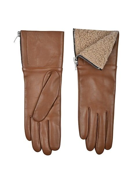 Touch Tech Leather & Shearling Gloves | Saks Fifth Avenue