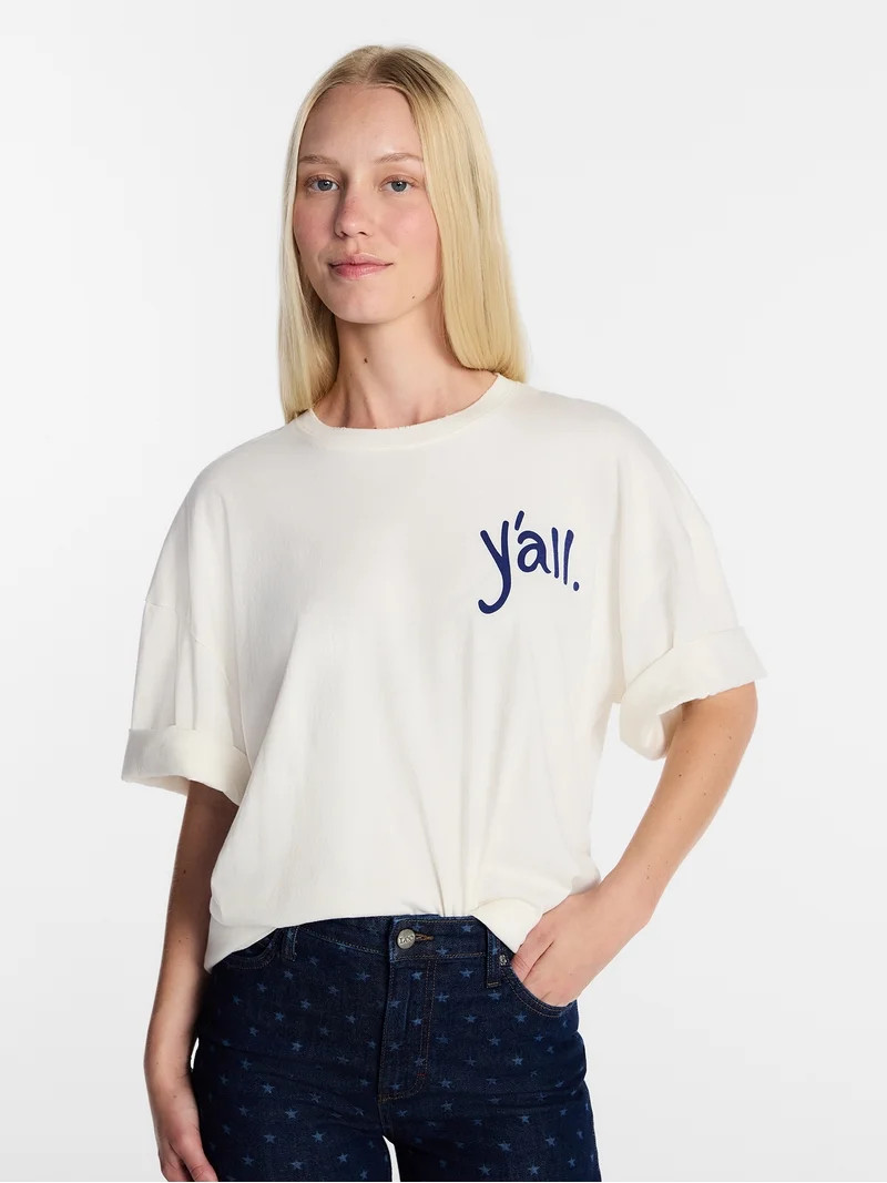 Kacey Lee Women's Y'all Women's Graphic Tee with Short Sleeves, Sizes XS-XXL | Walmart (US)