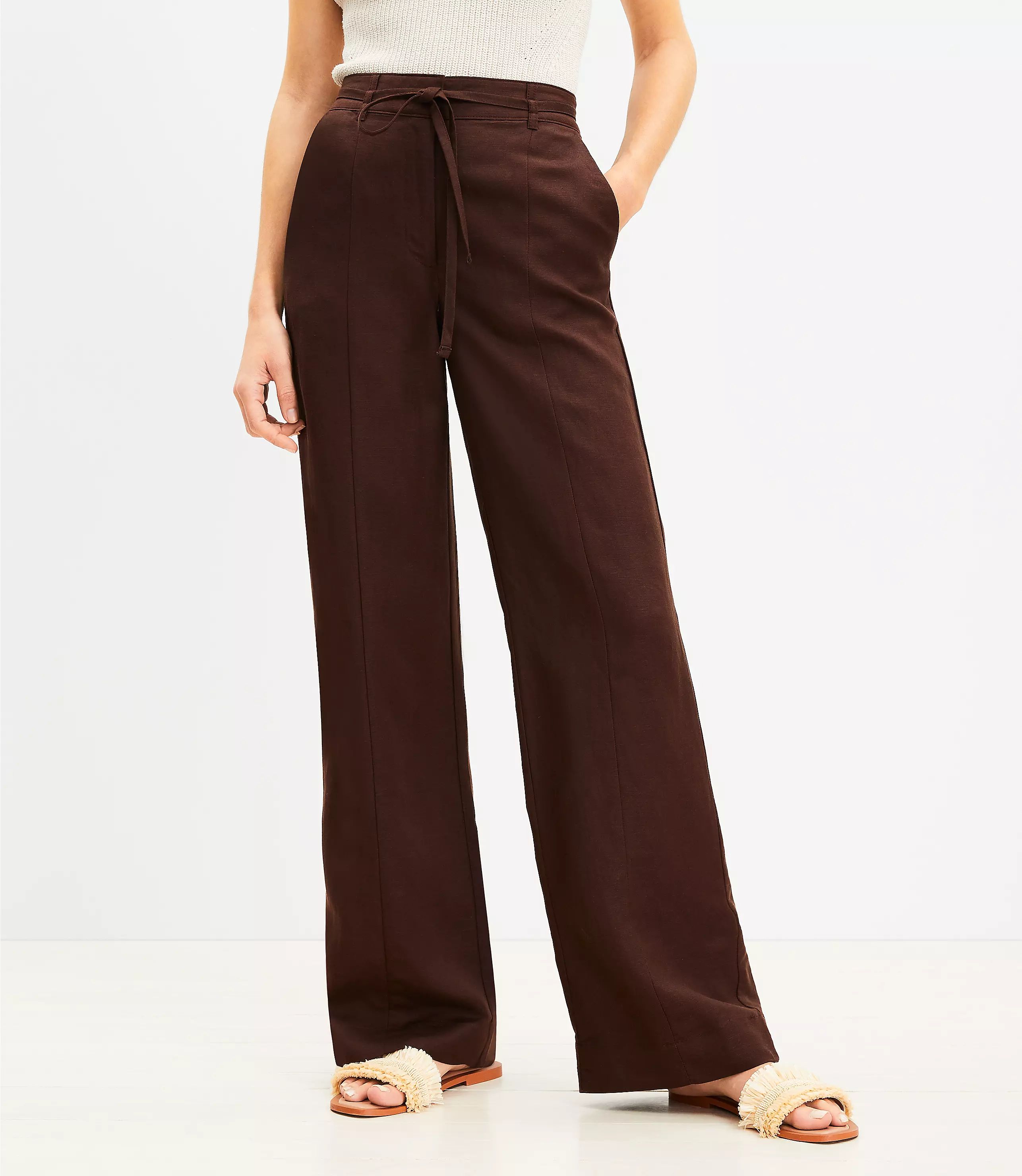 Linen Blend Straight Pants | LOFT