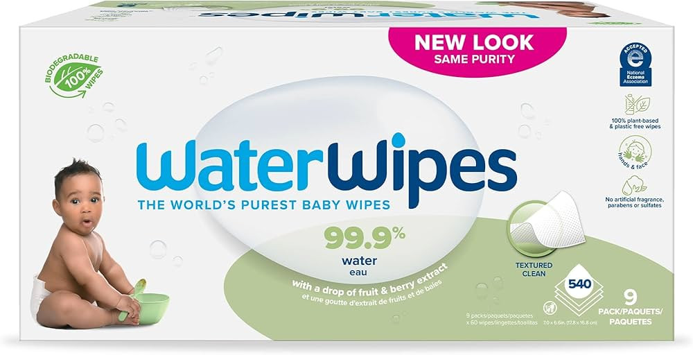 WaterWipes Plastic-Free Textured Clean, Toddler & Baby Wipes, 99.9% Water Based Wipes, Unscented ... | Amazon (US)