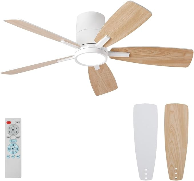 TALOYA 42 inch Ceiling Fans with Lights Remote Control, Modern Low Profile Ceiling Fan with Ultra... | Amazon (US)