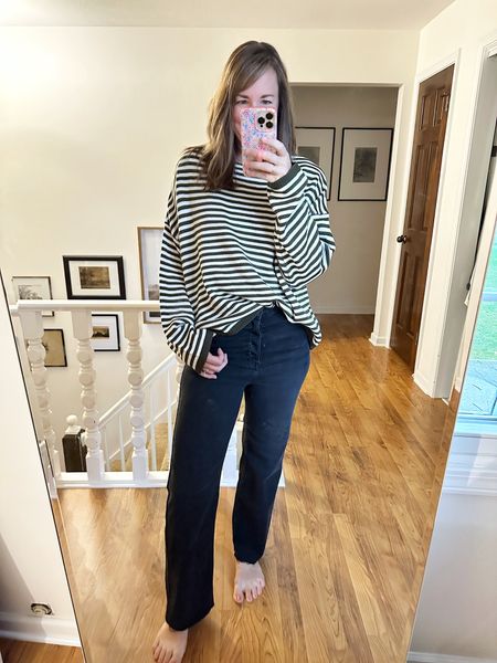 Love this striped sweater and wide leg jeans! Both come in multiple colors. Pair with the best tank top out there and no shoe socks for your favorite booties. Use code GRACEINMYSPACE for 20% off at Carly Jean LA until 10/7!

#LTKSeasonal #LTKfindsunder100