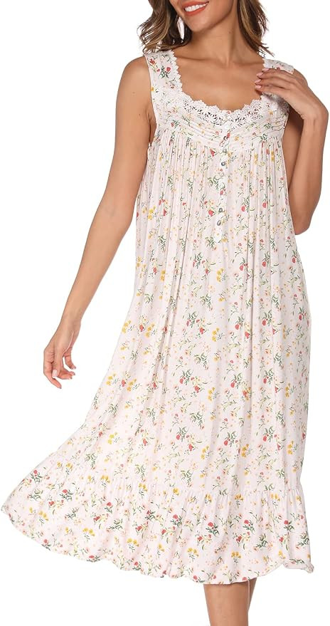AVIIER Cotton Nightgowns for Women Sleeveless House Dress Ladies Long Nightdress with Pockets S-X... | Amazon (US)