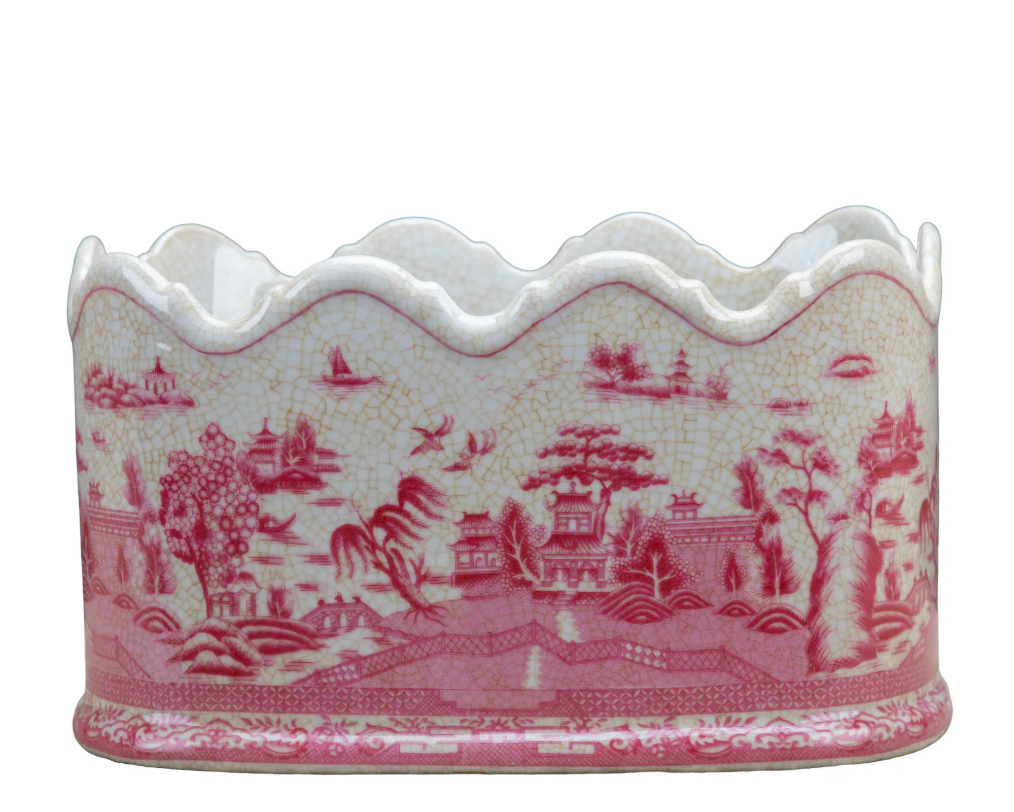 Danny's Fine Porcelain Pink Hand Painted Porcelain Cachepot Planter & Reviews | Perigold | Perigold